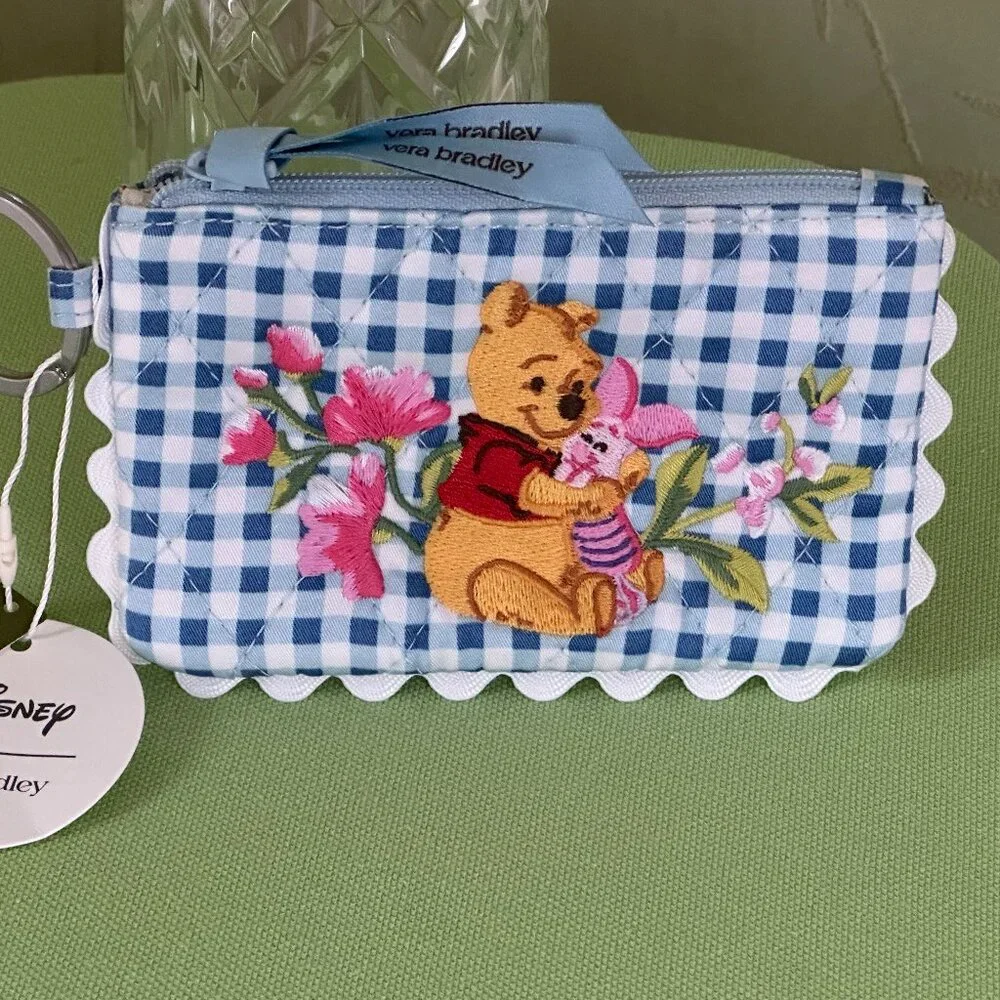 VERA BRADLEY DISNEY WINNIE THE POOH ZIP ID CASE:NWT SPRINGTIME GINGHAM